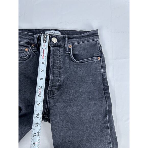 RE/DONE Originals Stove Pipe High-rise Raw Hem Jeans in Black Size 25 - Picture 9 of 11